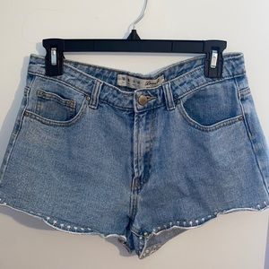 Floral bottom jean shorts